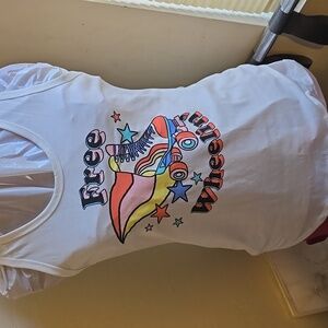 LuLaRoe White Tank Top with Retro Skate Design